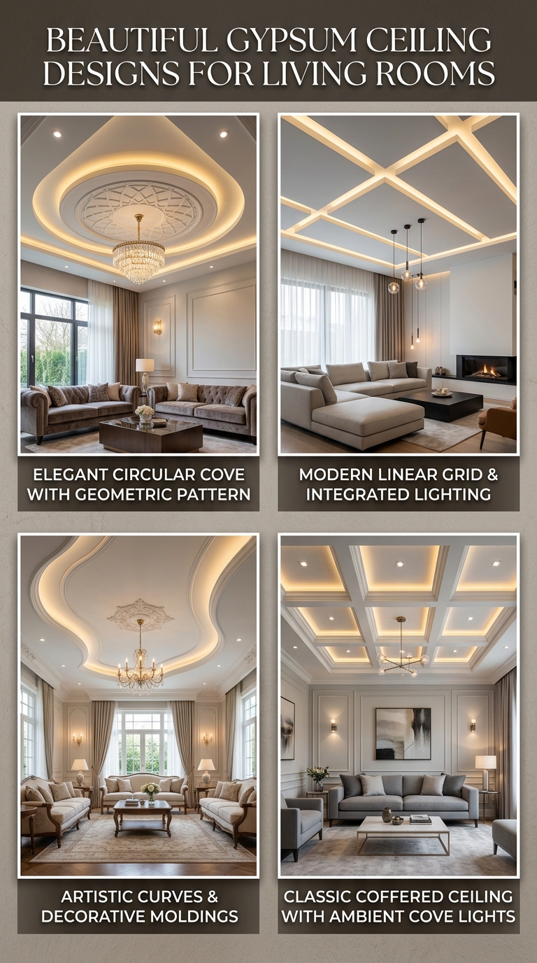 Mẫu trần thạch cao phòng khách phong cách tân cổ điển